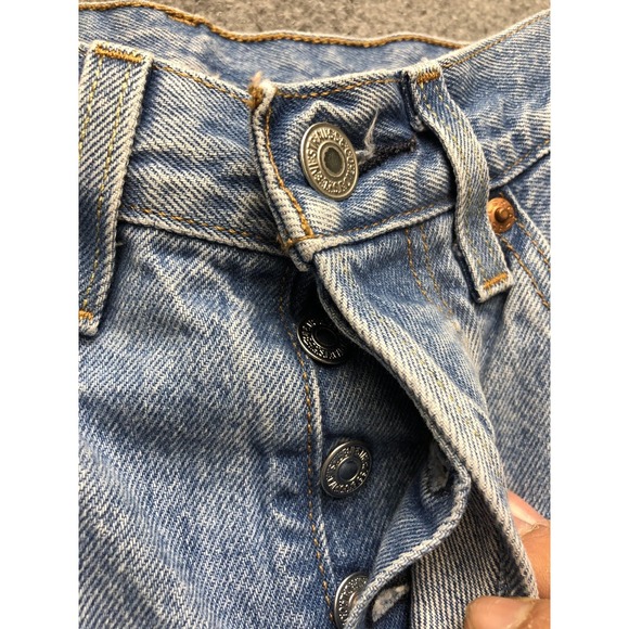 Levis 501 Straight Jeans Womens W26 L30 High Rise Blue Light Wash Distressed - Picture 5 of 10